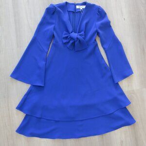 DIANE VON FURSTENBERG womens indigo blue cocktail bell sleeves dress SIZE 2